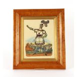 19th Century tinsel picture, "Mr C Hill as Sir Rupert", contained in maple frame, 25.5cm x 19.5cm