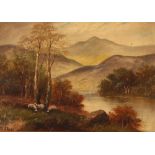 F. Allen, studies of highland mountainous lake scenes, oils on canvas, signed, 24cm x 35cm, a pair