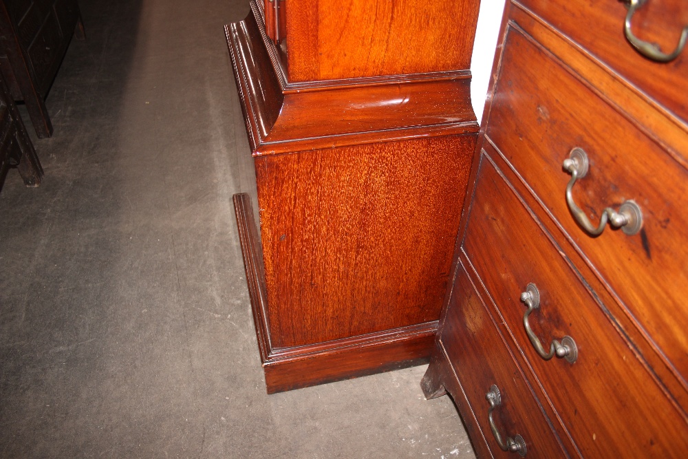 A fine quality Edwardian mahogany and satinwood inlaid chiming long case clock, the hood - Image 5 of 32