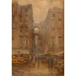 D'Angelo, Italian street scene study, signed oil on wood panel, 22cm x 16cm