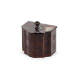 A Japanese bronze tea caddy of shaped form, with foliate decoration, 12cm wide