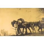 A large framed lithograph, limited edition 20/28 of a ploughing scene by J. Walter West, 1860-