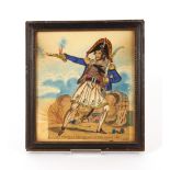 A 19th Century tinsel picture, "Mr Smith as The Pirate of the Black Sea", 25cm x 22cm, contained