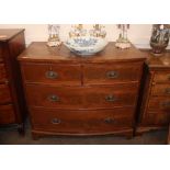 A 19th Century mahogany bow fronted chest, of two short and two long drawers, 105cm wide