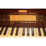 A 19th Century mahogany and rosewood square piano, by John Broadwood and Sons, London, having