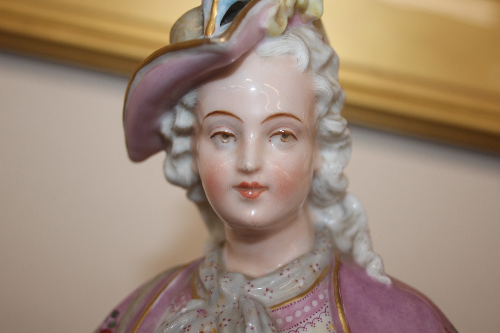 A pair of late 19th Century Meissen style figures, depicting maid and youth, raised on floral - Image 7 of 13