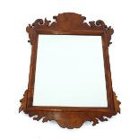 A 19th Century mahogany Chippendale style fret carved wall mirror, 87cm x 59cm overall