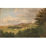 Henri Vallette, continental landscape, signed oil on board dated 1933, 25cm x 37cm