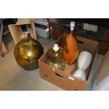 Four various decorative table lamp bases