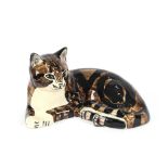 A Studio 6 pottery study of a recumbent cat, desig