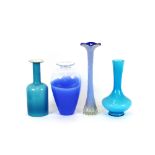 An Effetre Murano glass baluster vase; and three va