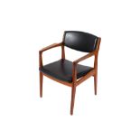 A pair of Oium Danish modern teak elbow chairs, ha