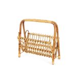 A retro bamboo and wicker magazine rack