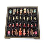 A hand painted "Alice in Wonderland" chess set, bo