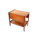 A teak drop leaf two tier tea trolley, 68cm