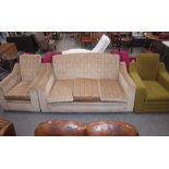 An Art Deco deep seated three piece lounge suite,