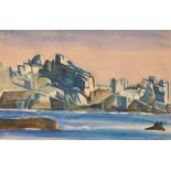 John Melville, rocky coastal scene Scilly Isles, watercolour, s