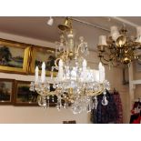 A Venetian style cut glass chandelier, hung with f