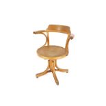 A 20th Centurybent wood swivel desk chair