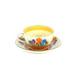 A Clarice Cliff "Crocus" pattern cup and saucer