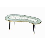 A retro kidney shaped mosaic decorated coffee tabl