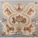 Hermes of Paris, silk scarf decorated Royal Coach,