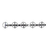 An Art Deco design chrome coat rack, 55cm long