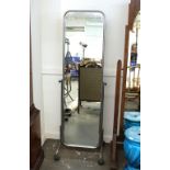 A chrome framed cheval mirror