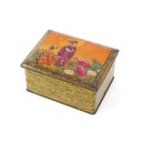 An Art Deco oriental design biscuit tin, with hing