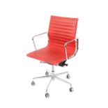 A retro Eames style tubular steel and faux leather