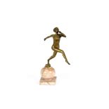 An Art Deco design gilded bronze figure of a runni