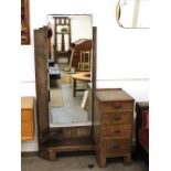 An oak Art Deco dressing table, the oblong bevelle