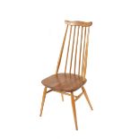 Four light Ercol stick back dining chairs, with sh