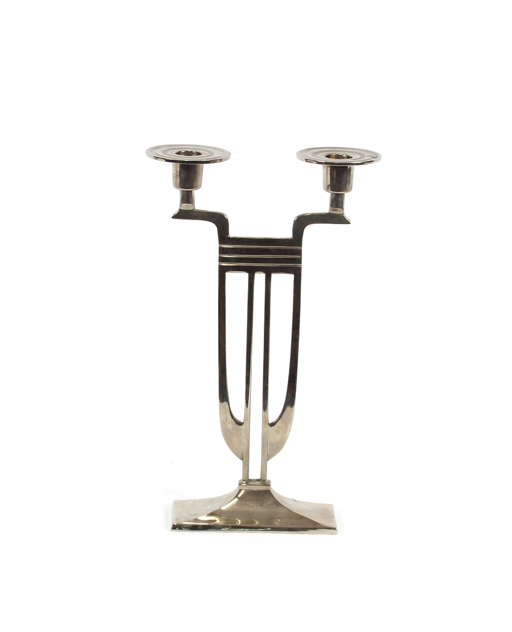 A large chrome plated Art Nouveau design candelabr