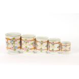 A set of five French porcelain storage jars, of gr