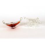 A 1970's clear blown glass model of a pig, with fo