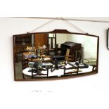 A teak framed oblong wall mirror, 54cm x 100cm