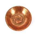 A copper Arts & Crafts design circular spot hammer