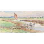 Peter Partington, study of a wherry on the broads