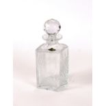 A square cut Royal Brierley glass decanter, decora