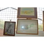 Two framed watercolour studies, one entitled 'Rive