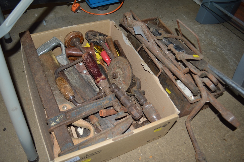 Two boxes of various hand tools