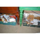 Two boxes containing various decorative china to i