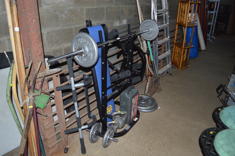 A quantity of weight lifting equipment