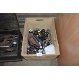 A wooden crate and contents of various fittings et