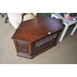 An oak and leaded glazed TV stand