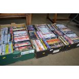 Three boxes of various DVDs