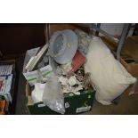 A box containing various decorative china, light f