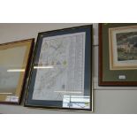 A framed map of Woodbridge and Melton