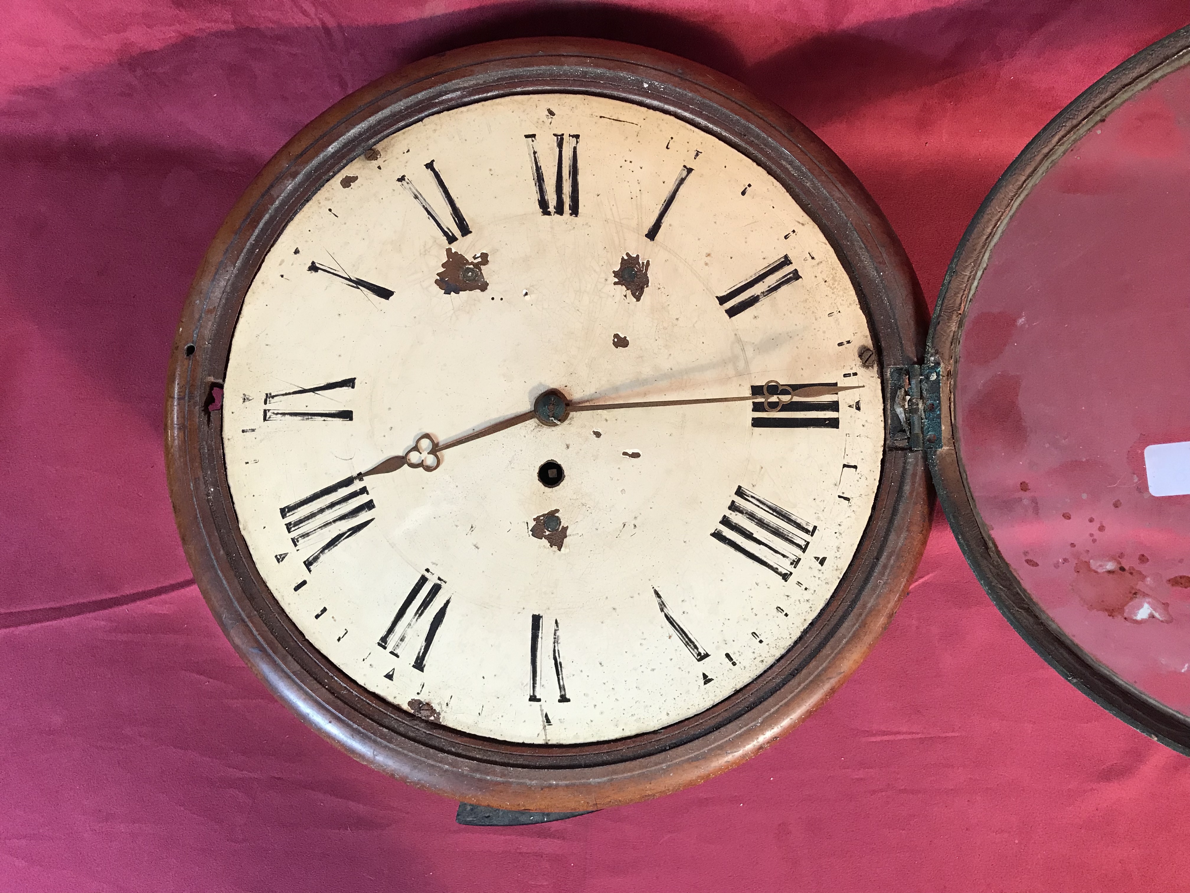 A Victorian mahogany cased drop dial wall clock wi - Image 3 of 6